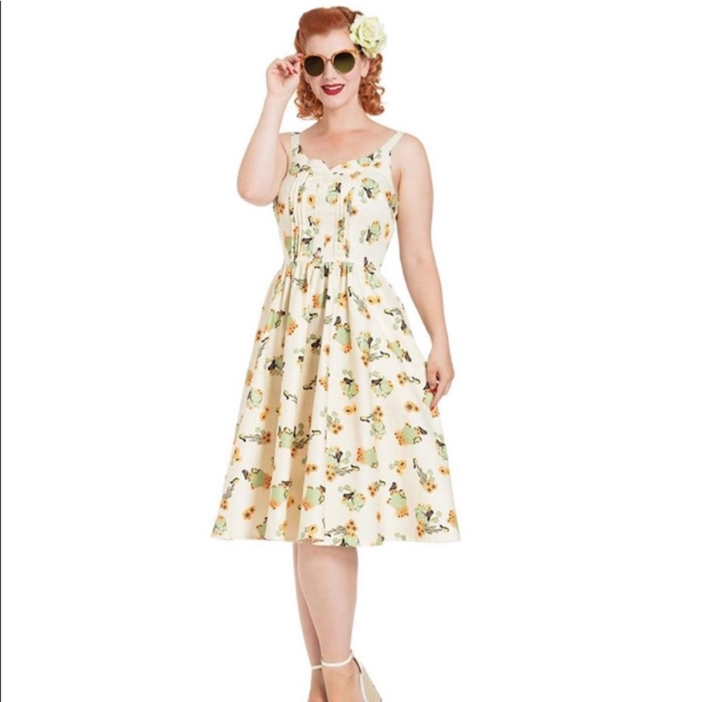Voodoo Vixen Maria cactus print flared dress